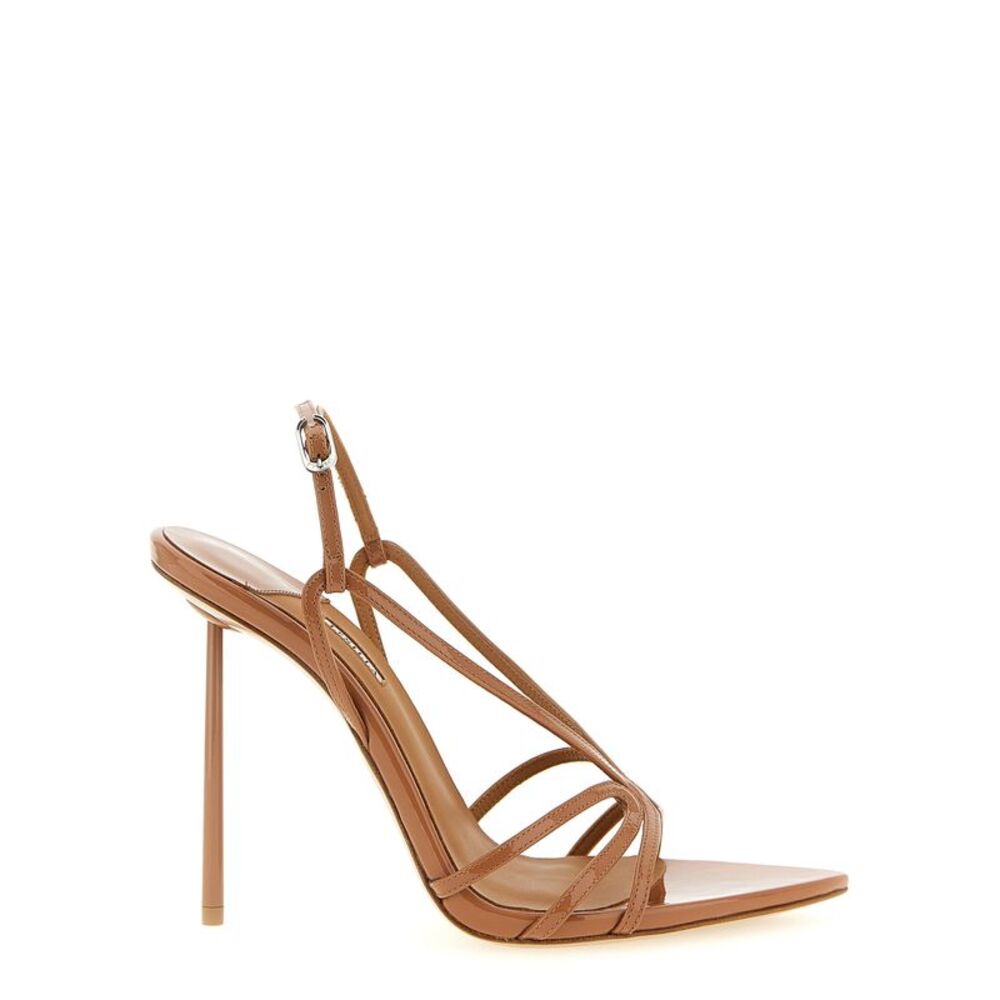 LE SILLA Brown Calfskin Stiletto Heel Women's Sandals
